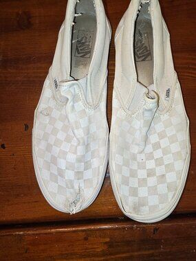Shoes Men's Van Classic White Checkerboard Slip-on size 12 condition-worn